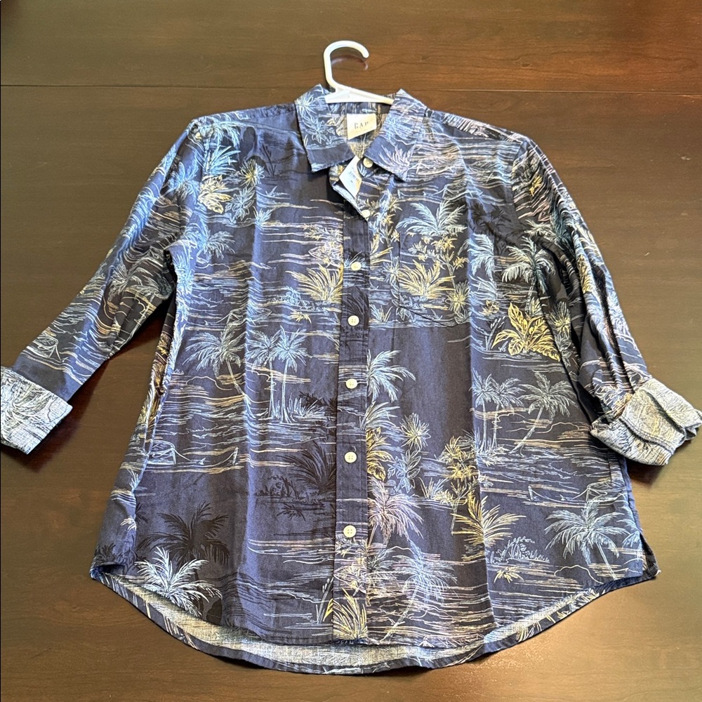 Hawaiin print long sleeve button down